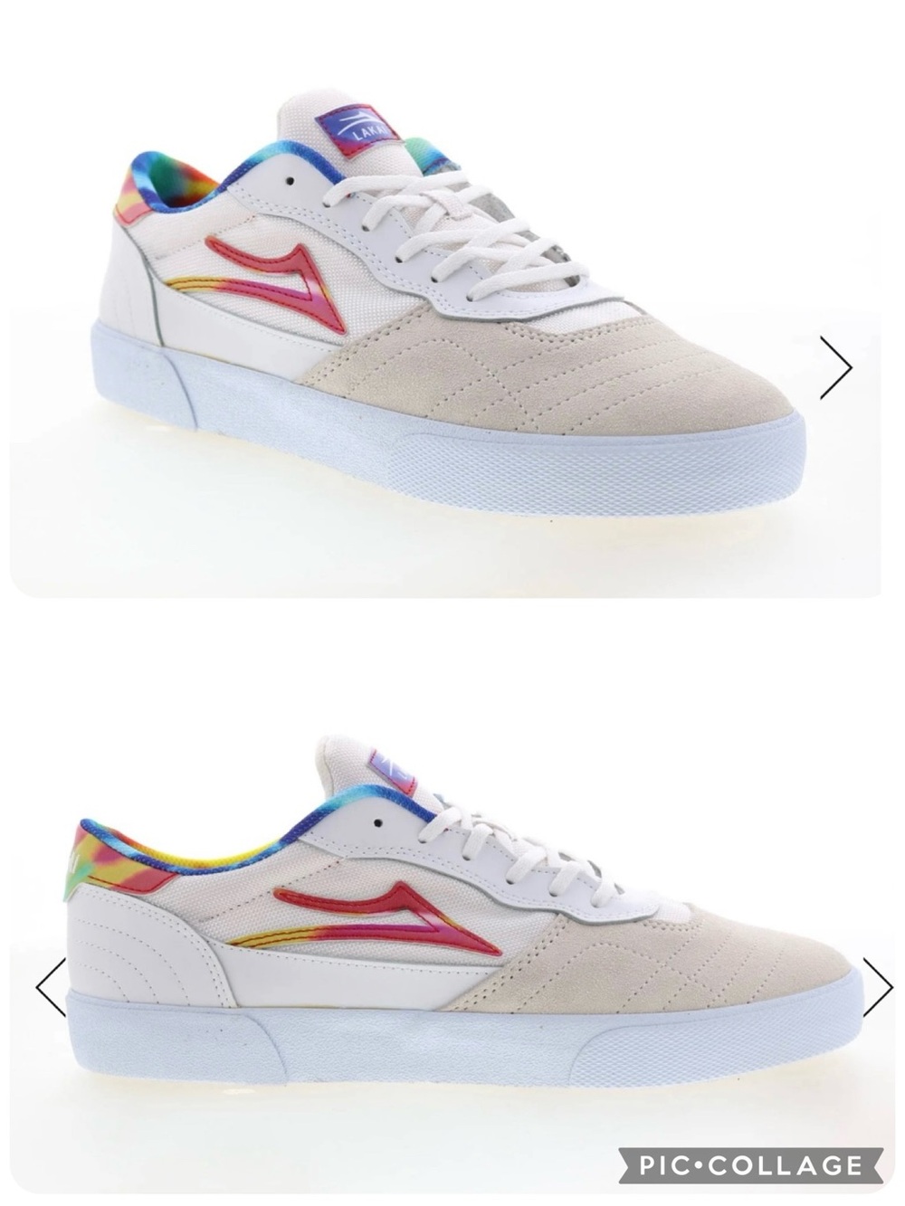Lakai Men’s Cambridge White Tie Dye Suede Skater Inspired Sneakers 10.5
